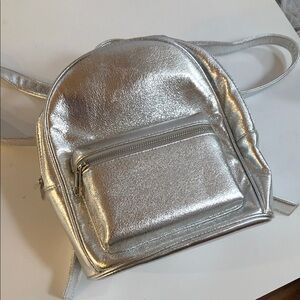 Forever 21 Shiny Silver Backpack